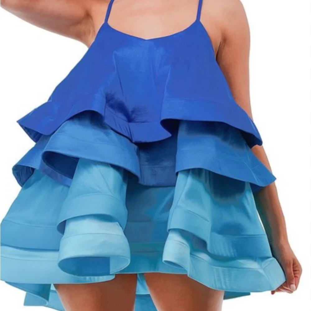 Tiered Ruffle Mini Dress in Blue
